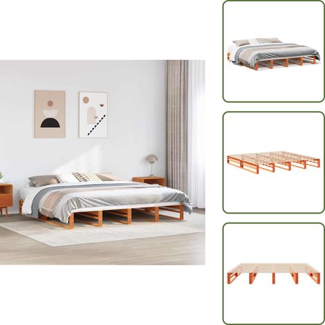 Massivholzbett ohne Matratze Wachsbraun 180x200 Kiefernholz - Bettgestell - Bettgestelle - Bettrahmen - Bett