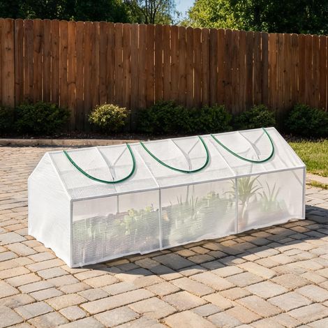 Serre en acier et plastique blanc 180 x 60 x 60 cm avec fenêtres (1/5)