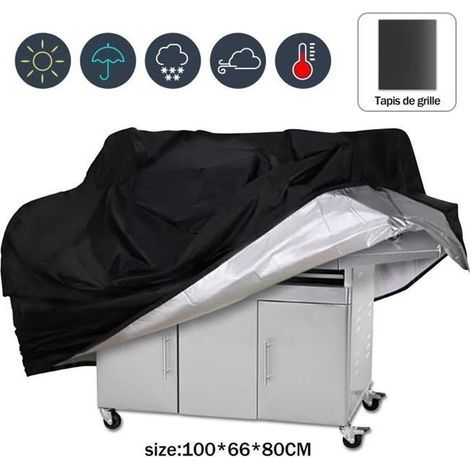 Housse Barbecue BBQ Protection Etanche Anti Poussière Anti Pluie(Pas de tapis de grille), 100x66x80CM (1/4)