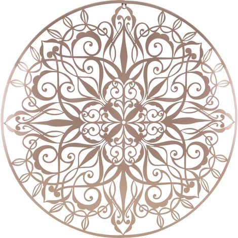 Luxus Metal Art Wanddeko Mandala Rose Gold Rund 80cm