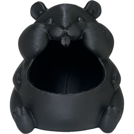 Adorable bol en plastique au design de hamster, plat à-Noir