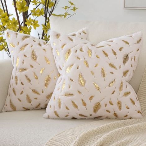 2 Kissenbezüge, dekorativer Kissenbezug für das Sofa, dekorativer Kissenbezug (45x45 cm, weiß)
