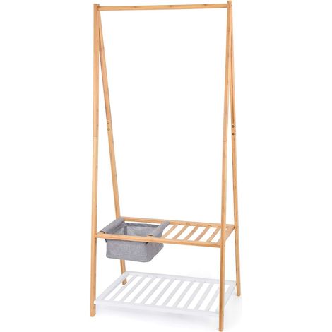 COLGADOR BAMBU CON REPISA PARA ZAPATOS Y BANDEJA 70x45x160cm (1/5)