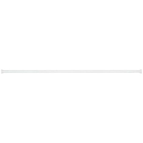 QORVA-Tringle rideau de douche télescopique blanc, Barre de douche extensible, fixation sans perçage par torsion, aluminium inoxydable - embout en caoutchouc, Ø 20 mm x 110 - 185 cm