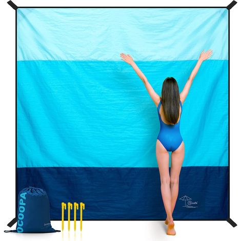 Große 210 x 200 cm Stranddecke, wasserdicht, sanddicht, Picknickdecke, für Reisen, Camping, Urlaub usw. (1/5)