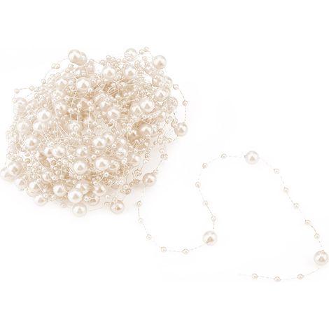 Fil de pêche de 10 m, perles artificielles, chaîne de perles, décoration DIY pour mariage et fête (beige) (1/5)