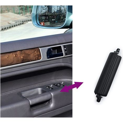 Two black plastic door handles for the interior + PU/leather door handles (model number 7L6 867 161 D 7). (1/5)