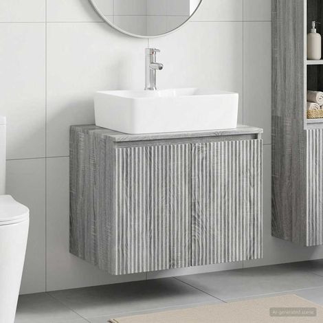 vidaXL Bathroom Furniture Set Grey Sonoma Engineered Wood (1/5)