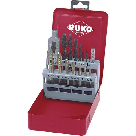 RUKO 245004 JUEGO DE 15 MACHOS DE ROSCAR + BROCAS