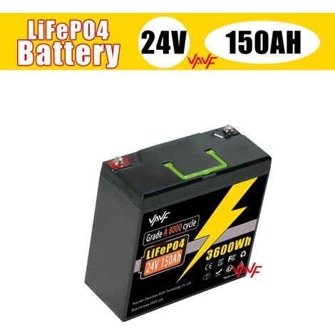 24V 150AH/LiFePO4 Lithium Iron Phosphate Battery, with built-in BMS protection and wide range of applications - 150AH - 25.2