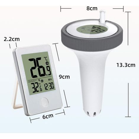 Termómetro digital flotante inalámbrico AIDUCHO para piscinas, termómetro electrónico para la temperatura del agua con receptor digital y pantalla LCD. (1/5)