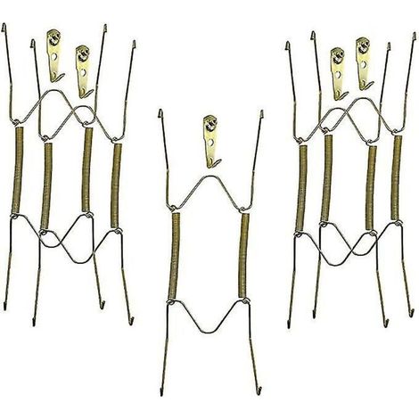 Support mural pour assiettes – Lot de 5 supports décoratifs en métal, diamètre 20 cm, fixation facile avec crochets inclus (1/5)