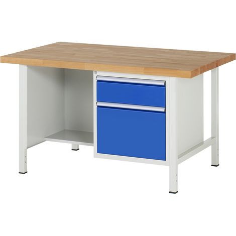 Rau Werkbank höhenverstellbar 8451A2, B1500xT900xH840-1040mm, 2x Schublade-TA (1/5)