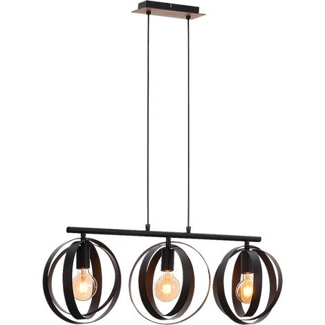 Suspension industrielle Rabalux Cortado noire 3xE27 (1/4)