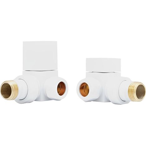 Heatwave Square White Corner Radiator Valves Pair (1/2)