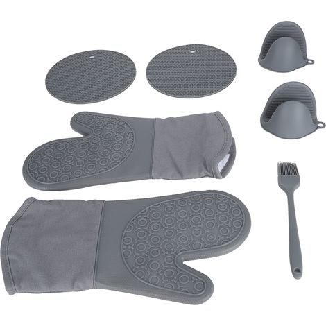 Lot de 7 gants isolants thermiques pour four, doigtiers anti-chaleur, tapis de protection pour cuisine et extérieur