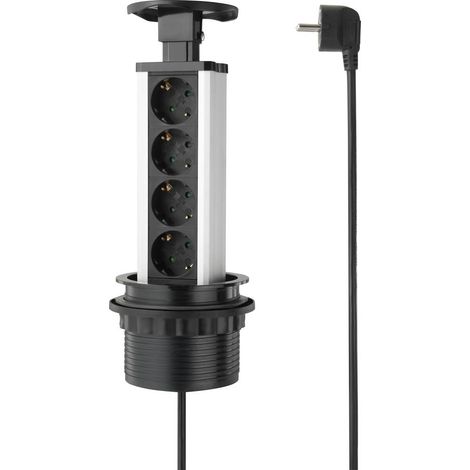 Sygonix SY-4737792 Multipresa verticale a torre Nero, Argento Schuko 1 pz.