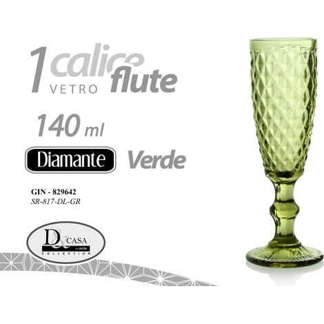 CALICE FLUTE DIAMANTE DA 140CC IN COLORE VERDE (1/2)