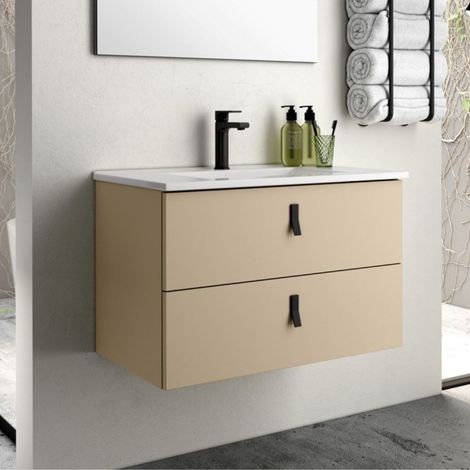 Mueble de baño suspendido con 2 cajones color capuchino 60x45x48H cm - Vitty (1/4)