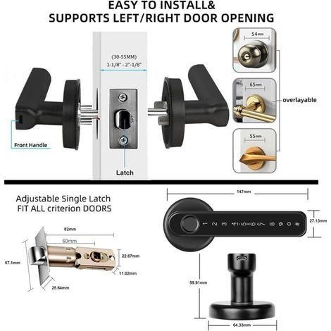 Intelligentes Fingerabdruck-Türschloss mit Tastaturgriff für Haus, Wohnung, Büro, Eingangstür, Schlafzimmer – schlüsselloses Türschloss (1/4)