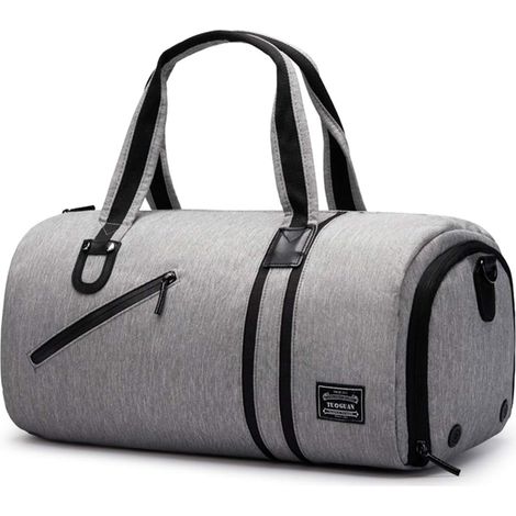 1 sac chon, sac de sport pour hommes et femmes, avec compartiment à chaussures et sac étanche gris (1/5)