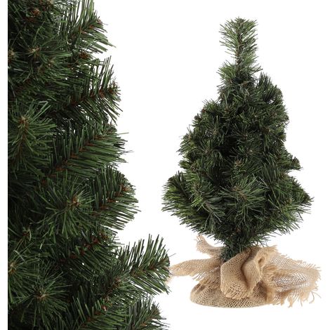 KADAX Künstlicher Weihnachtsbaum 60cm, klein Tannenbaum mit 66 Zweige, Mini Tanne mit Jute, Tisch Ch