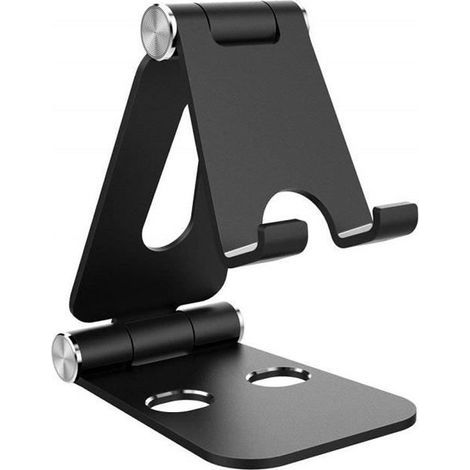 Supporto per telefono, supporto per tablet, docking station per cellulari e altri smartphone - Alluminio - Nero
