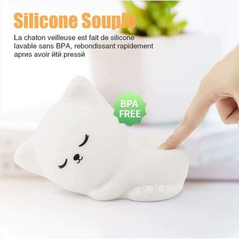 Luce notturna a forma di gatto per bambini, luce notturna per neonati, luce notturna ricaricabile per neonati, luce notturna a LED portatile per bambine e bambini, luce notturna portatile in silicone, (1/5)