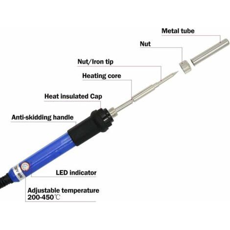 Kit de pyrogravure 60 W – Température réglable de 200 °C à 450 °C – Poignée ergonomique en silicone – Convient pour le bois, le cuir et le liège – 56Vingt (1/4)