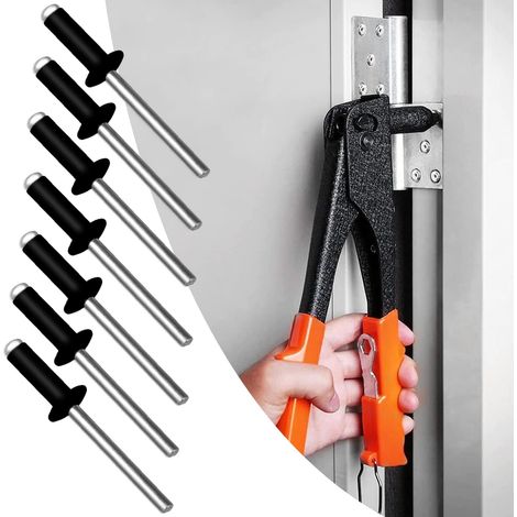 Rivet Pop Rivets Plaque Immatriculation Noir Aluminium pour Pince a Rivet 100 Pcs Rivets Aveugles Rivet 4 mm x 6 mm Rivet Inox Plein Alu Pop Tete Large pour Métal Bois Plastique (4 mm x 6 mm) (1/5)