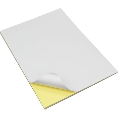 Papier adhésif A4 mat 100 feuilles, étiquettes transparentes en fibre végétale, papier impression autocollant pour imprimante, feuilles auto-adhésives 21x29,7 cm (1/5)