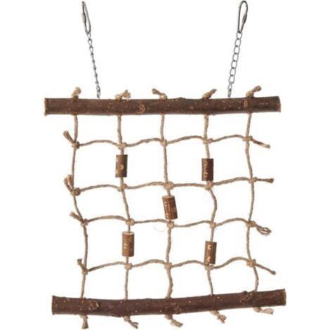 Jouet mural naturel pour oiseaux – Échelle en corde 100 % naturelle avec perchoir en bois, idéal pour perroquets, perruches et autres oiseaux actifs (1/5)