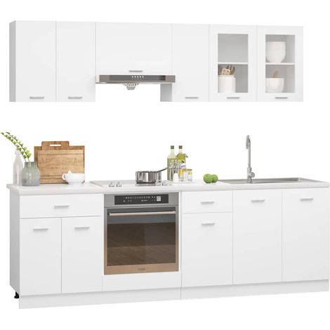 Maison Exclusive - Set Armadi da Cucina 8 pz Lyon Bianco in Legno Multistrato