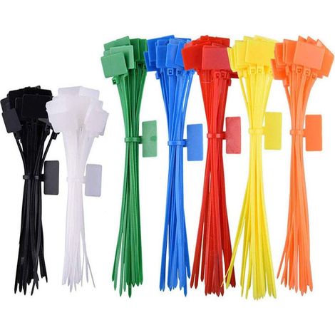 100 Pièces Etiquette Cable Electrique Colorées En 4/6 Pouces Attaches Pour Marqueurs De Câble Avec 288 Étiquettes Blanches Et 3 Pièces Pour La Gestion Des Câbles, Des Fils Et Des Fils (1/5)
