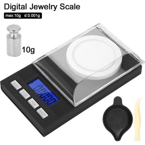 Mini high-precision portable pocket jewelry scale 0.001g with LED digital display (10g) CYAN5900 (1/4)
