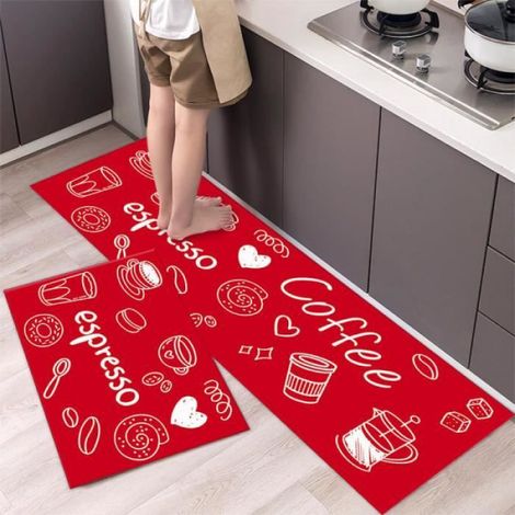 Tapis De Cuisine - Antiderapant Absorbant Huile En Polyester - Pour Sol Cuisine Maison - 40x60 cm Et 40x120 cm - Lot De 2 (1/4)