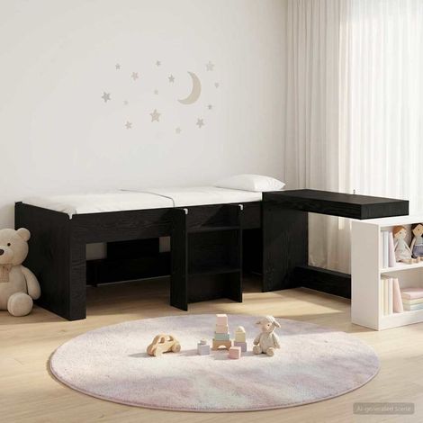 vidaXL Letto alto per bambini con scrivania Rovere Nero 80 x 200 cm (1/5)