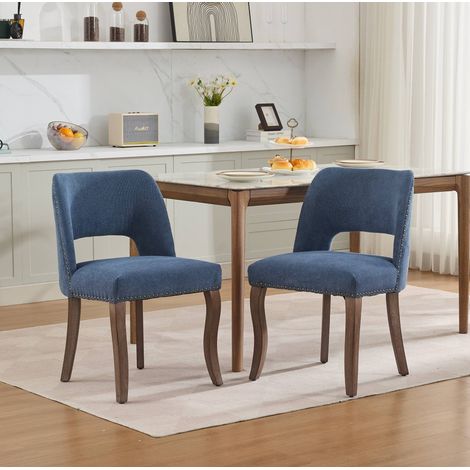 Set di 2 sedie da pranzo 58x51x82,5 cm in tessuto blu, confortevoli (1/5)
