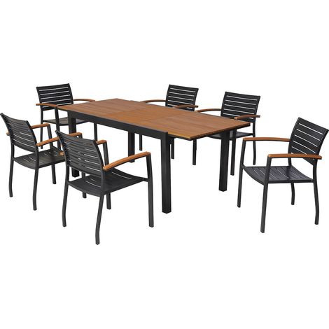 Astros Set 7tlg Alu/Kunststoff Ausziehtisch 150 (200) x 90 cm