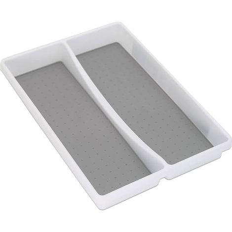 Grand range-couverts à 2 compartiments souples, blanc et gris, 2 sections (1/3)
