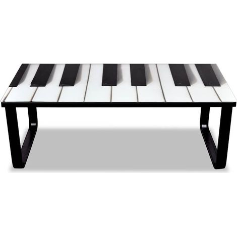 Maison Exclusive - Couchtisch mit Glasplatte Klavier-Aufdruck (1/5)
