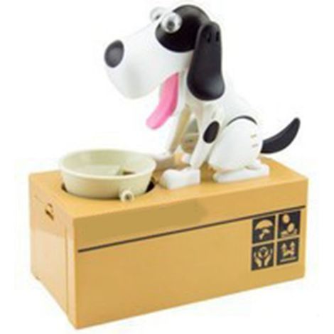 Chien tirelire enfant dessin animé mignon banque à pièces décorative noir blanc taille unique économie d'argent (1/5)