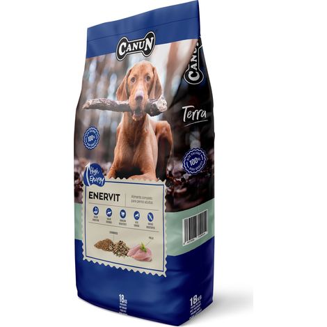 Canun Terra Enervit 18 kg, alimento fácilmente digerible para perros adultos.