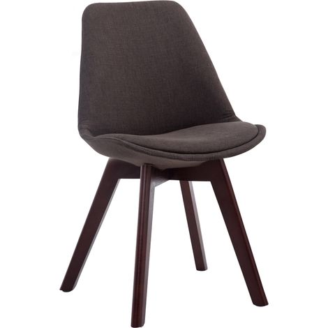 Chaise de salle à manger x1 design scandinave en tissu gris foncé et piètement à 4 pieds en bois marron 100003302