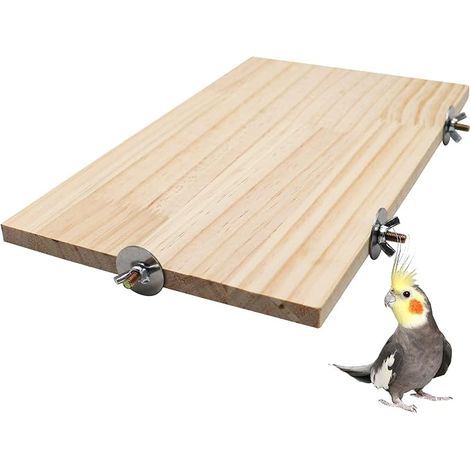 Plateforme pour Oiseaux de 40 x 26 cm, Perchoir en Bois Naturel pour Animaux, Accessoire de Cage pour Perruches, Cockatiels, Rats, Hamsters, Cochons d'Inde (1/5)