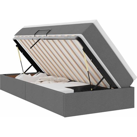 Storage Bed with Mattress Dark Grey 90 x 200 cm Polyester vidaXL