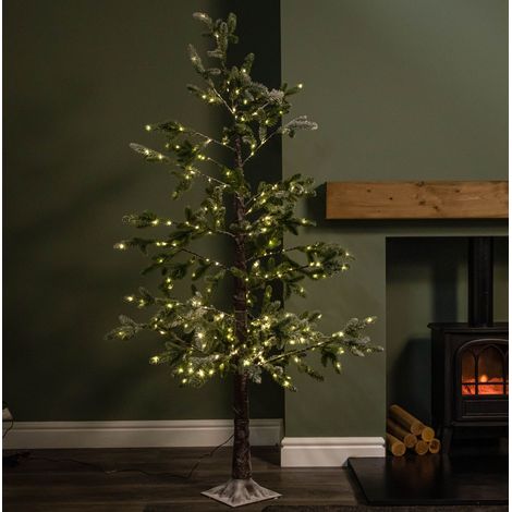 6ft (1.8m) Light up Noel Snow Christmas Tree with 312 Warm White LEDs & Brown Stand (1/5)