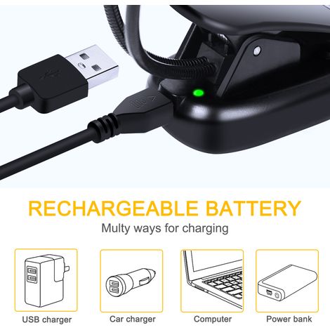 Ansteckbare Leselampe, 14 LEDs, USB-aufladbar, faltbare Buchlampe, augenschonendes, weiches Licht, flexibler Clip (1/3)