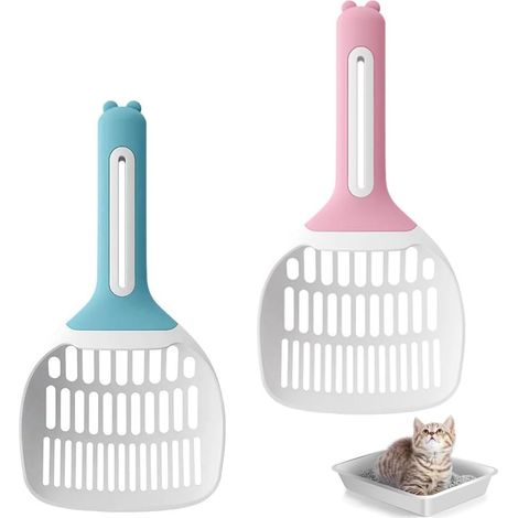 Set di 2 grandi palette per lettiera per gatti con manici antiscivolo per la pulizia
