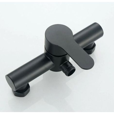 Schwarze Edelstahl-Badewannen-Duscharmatur, Duscharmatur für Badezimmer, Duschkopf, Wandmischbatterie, Starlight (1/4)